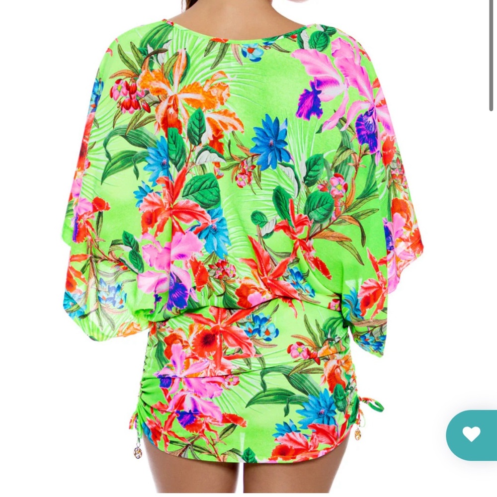 Luli Fama Cabana V Neck dress coverup beach size L large Tropical